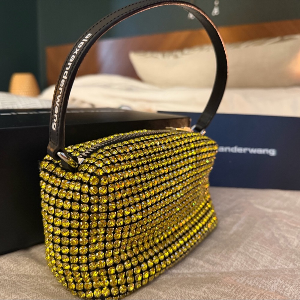 Alexander Wang Black and Yellow Crystal Clutch